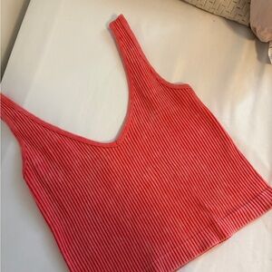 Aura Coral Ribbed Crop Top